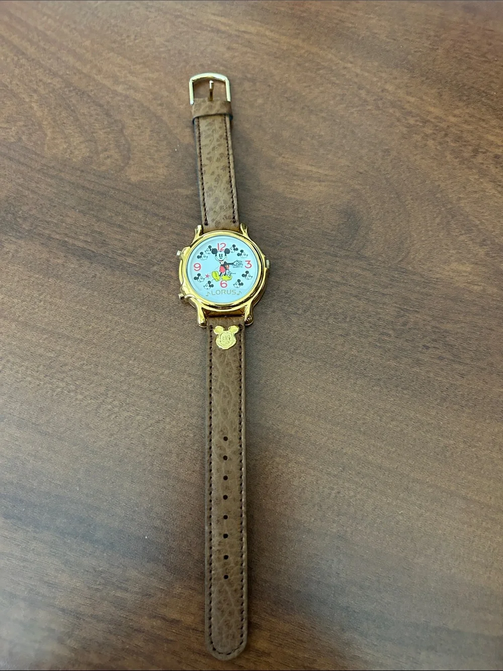 Vintage Singing Lorus Mickey Mouse  Women's Gold-Tone Mickey Mouse Quartz Watch